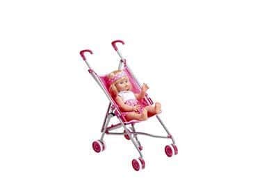 עגלת טיולון לבובה- ורוד