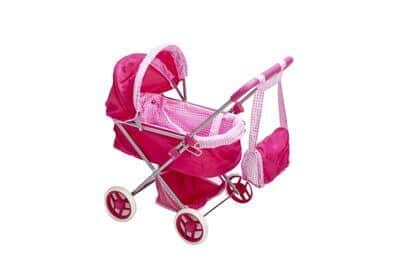 עגלת שכיבה לבובה בצבע ורוד