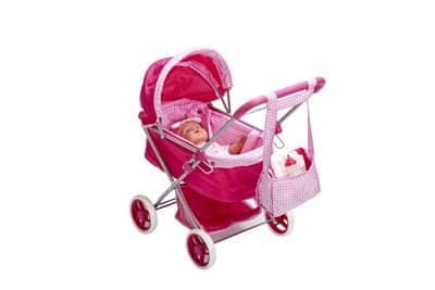 עגלת שכיבה לבובה בצבע ורוד