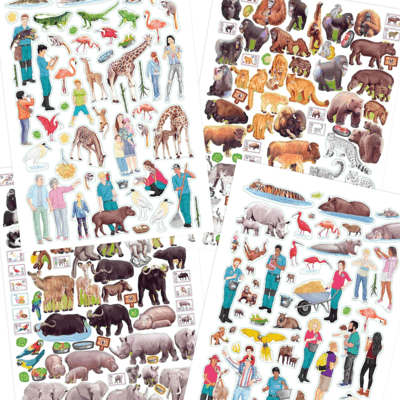 חוברת צביעה ומדבקות יצירת גן חיות | טופ מודל