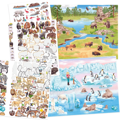 חוברת צביעה ומדבקות יצירת גן חיות | טופ מודל