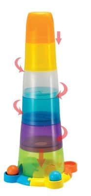 מגדל כוסות עם מסלול כדורים