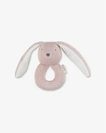 רעשן פעמון סרוג ארנב ורוד