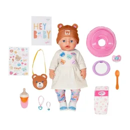 בובת תינוקת בייבי בורן 43 ס"מ - אמה עם כובע דובון