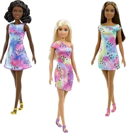 בובת ברבי שמלה צבעונית