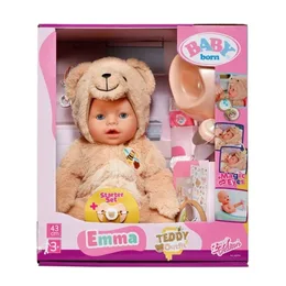 בובת תינוקת בייבי בורן 43 ס"מ - אמה עם חליפת דוב